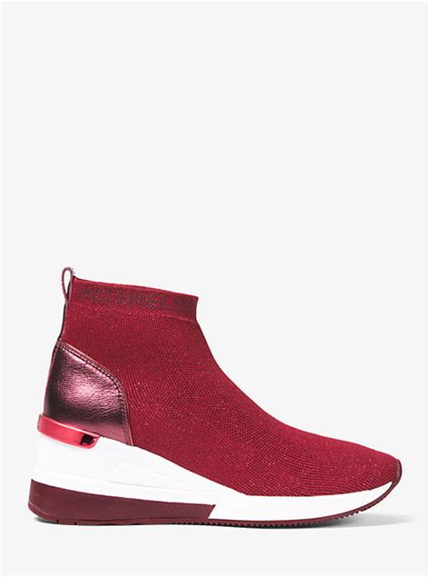 michael michael kors skyler knit high top trainer|michael kors sneaker.